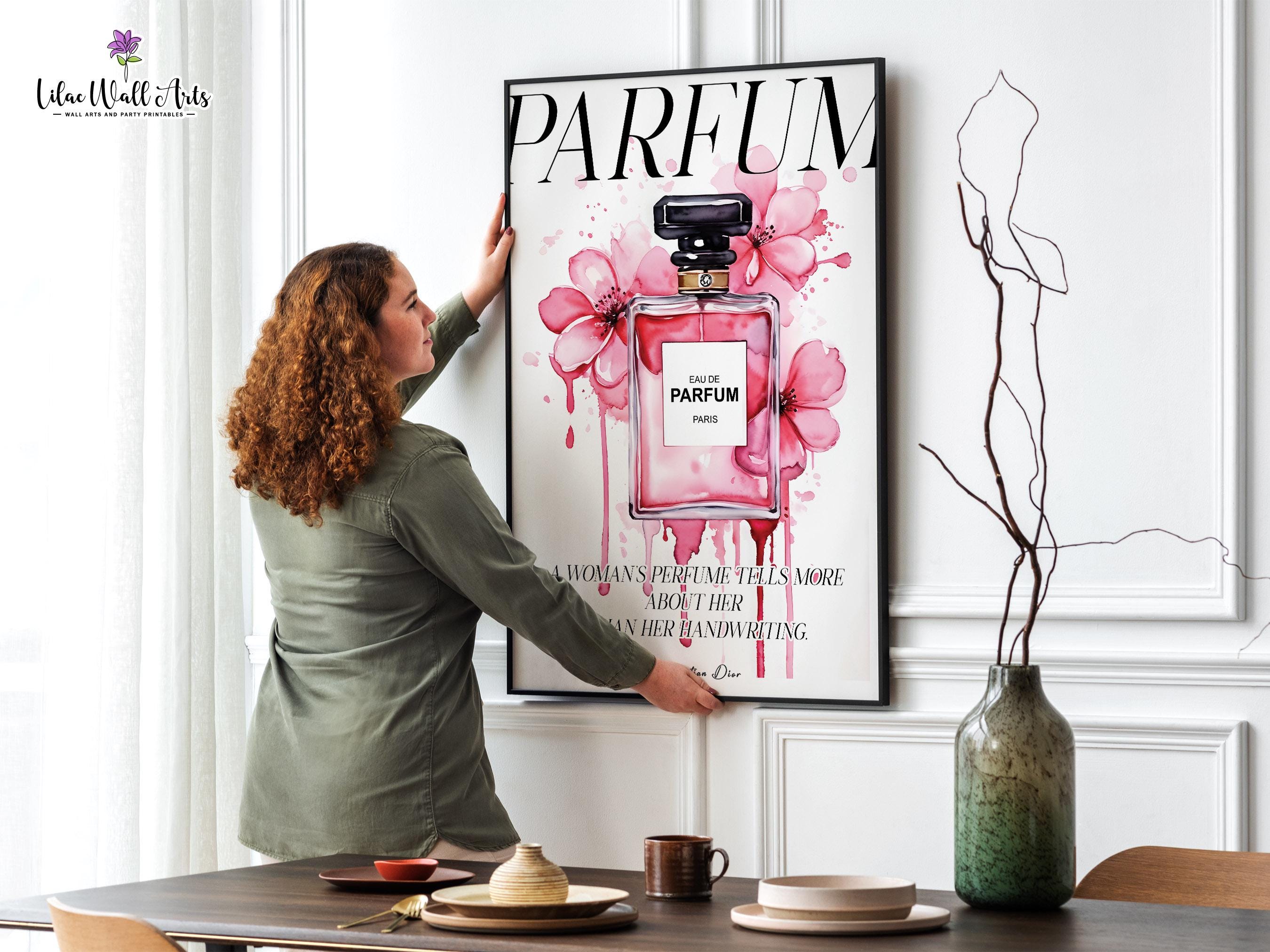 Pink Perfume Bottle Print: Perfume Wall Décor, Fashion Printable