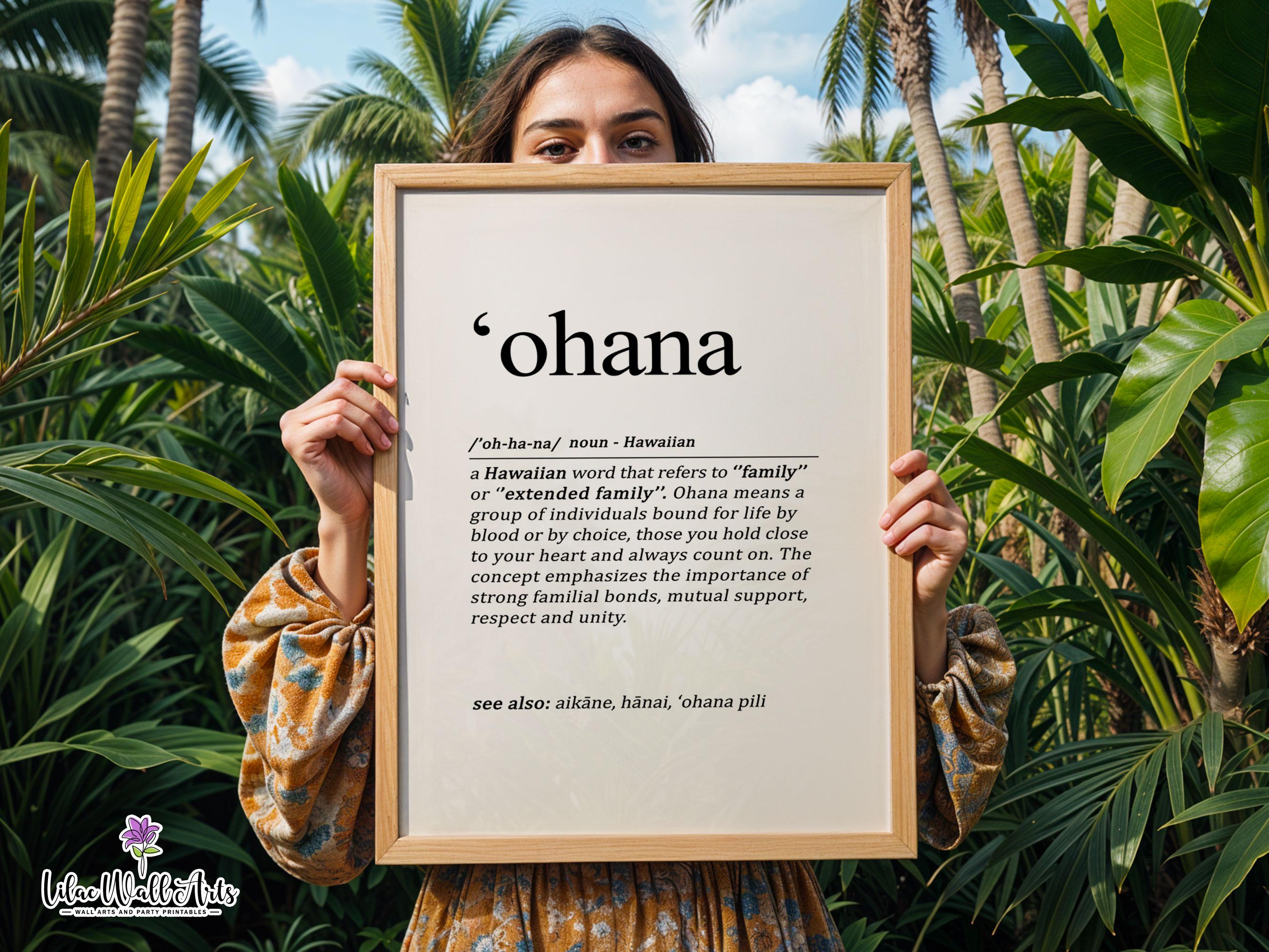 Ohana Sign: Family Definition Poster, Hawaiian Wall Art Print