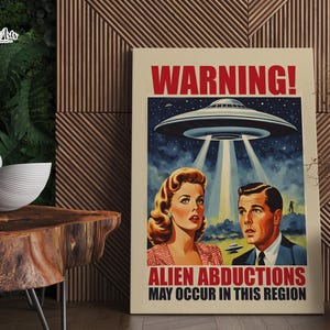Retro UFO Abduction Poster: 1950s Style Sci-Fi Art (Digital Download)