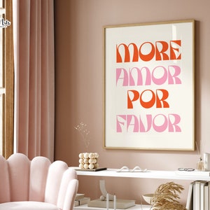 More Amor Por Favor Wall Art, Pink Wall Art, Y2k Room Décor, Maximalist Décor, Amor Printable, Amor Poster, Hot Pink Prints, Above Couch Art