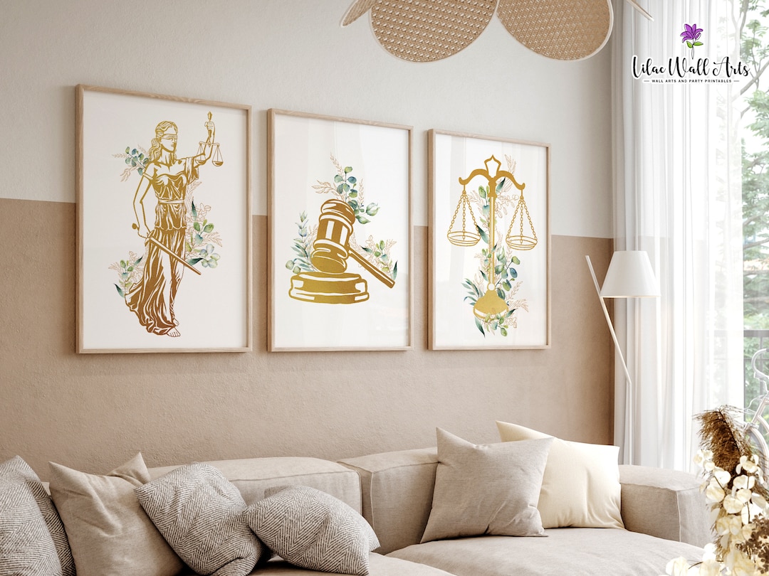Lawyer Office Décor: Lady Justice Art, Gavel, Lawyer Print (digital ...