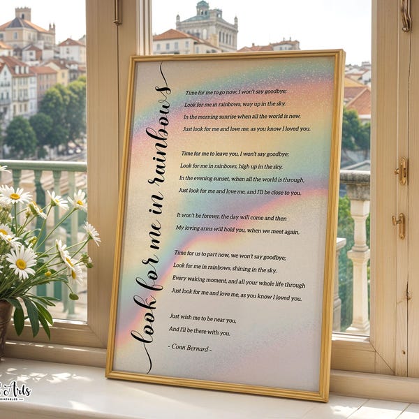 Look For Me in Rainbows: Trauergedicht, Gedenkgedicht, Beileidsgeschenk für den Verlust eines Säuglings (Digital)