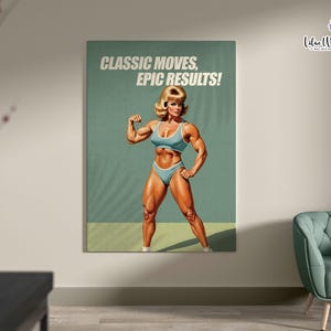 Retro Gym Girl Poster: Female Bodybuilding, Workout print, Fitness Motivation Wall Art (Digital) image 19