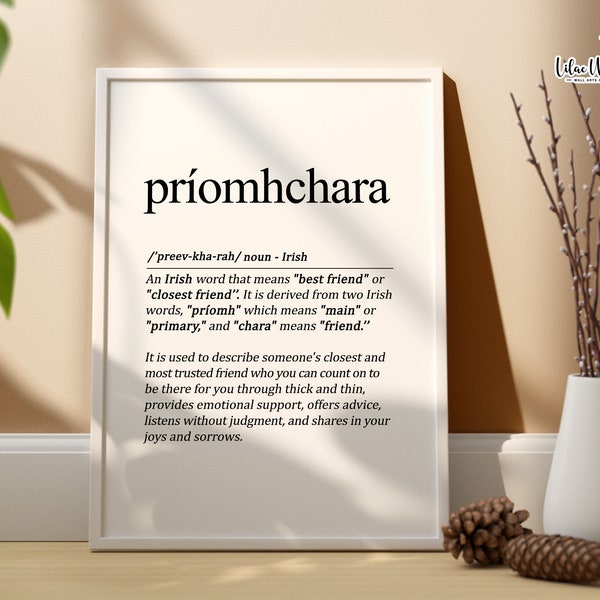 Príomhchara Irish Print, Mo Chara Best friend gifts, Friendship gift, Soulmate wall art, Bestie Gifts, Irish Poster, Irish Art Print