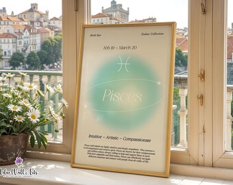Pisces Zodiac Poster: Celestial Astrology Wall Art, Star Sign Print (Digital Download)
