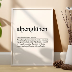 Alpenglühen German Gifts, Deutschland, Germany, Sunset Poster, Sunrise Poster, French Poster, Deutsch Poster, Dutch Print, German Art Print