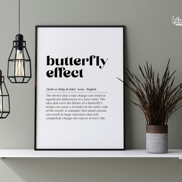 Schmetterling Effekt Definition | Schmetterling Effekt Poster | Minimalistisches Wohndekor | Inspirierende Wandkunst | Wohnzimmer Deko Definition Druck