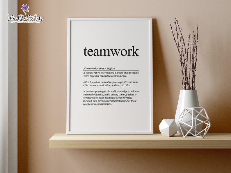 Teamwork Definition Print: Teamwork Poster, Workplace Positivity ...