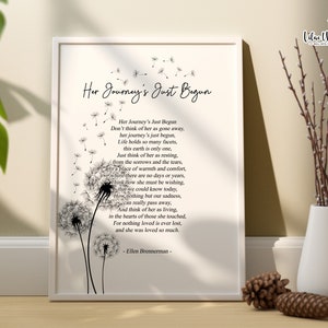 Her Journey’s Just Begun sympathy gift, remembrance gift, Grief gift, Condolence gift, loss of a loved one, bereavement poem, funeral poem