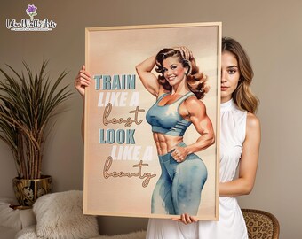 Retro Gym Girl Poster: Powerlifting Gym Quotes Wall Art (Digital Download)