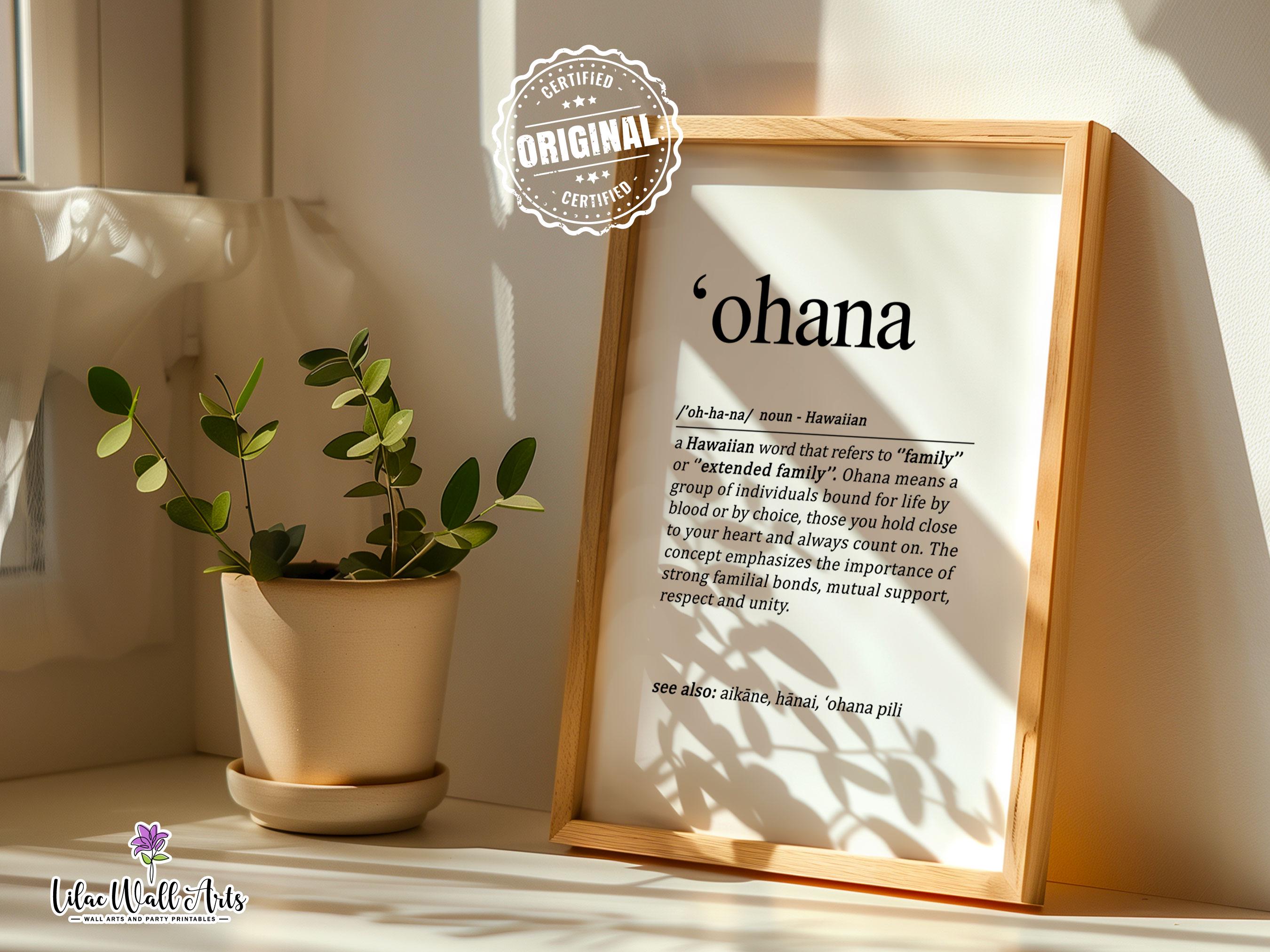 Ohana Sign: Family Definition Poster, Hawaiian Wall Art Print