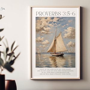 Spreuken 3 5-6 Vertrouwen in de heer Bijbelposter Spreuken vers, aanmoedigingskunst, Spreuken Wall Art Boho Christian print, esthetisch christelijk
