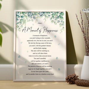 Rumi Poem A Moment Of Happiness, Rumi Wall Art Rumi Print, Rumi Quote, Soulmate Gift Poetry Poster Poem Poster, Relationship Gift, Love Poem