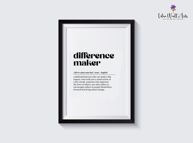 Difference Maker Definition Print Dictionary Art Mentor Etsy
