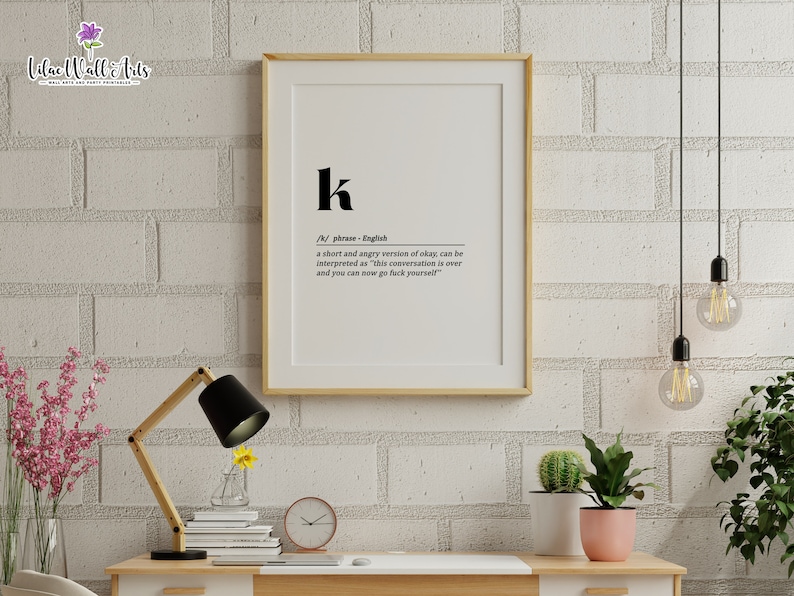 K Definition Printable Definition Print Dictionary Art Etsy