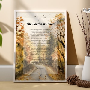 The Road Not Taken Robert Frost print, Poetry Print, Graduation gift, Poem wall art, Poetry wall art, College grad gift, Master Bedroom Sign