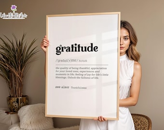 Daily Gratitude print: Positive mindset, Digital Gratitude Definition Poster