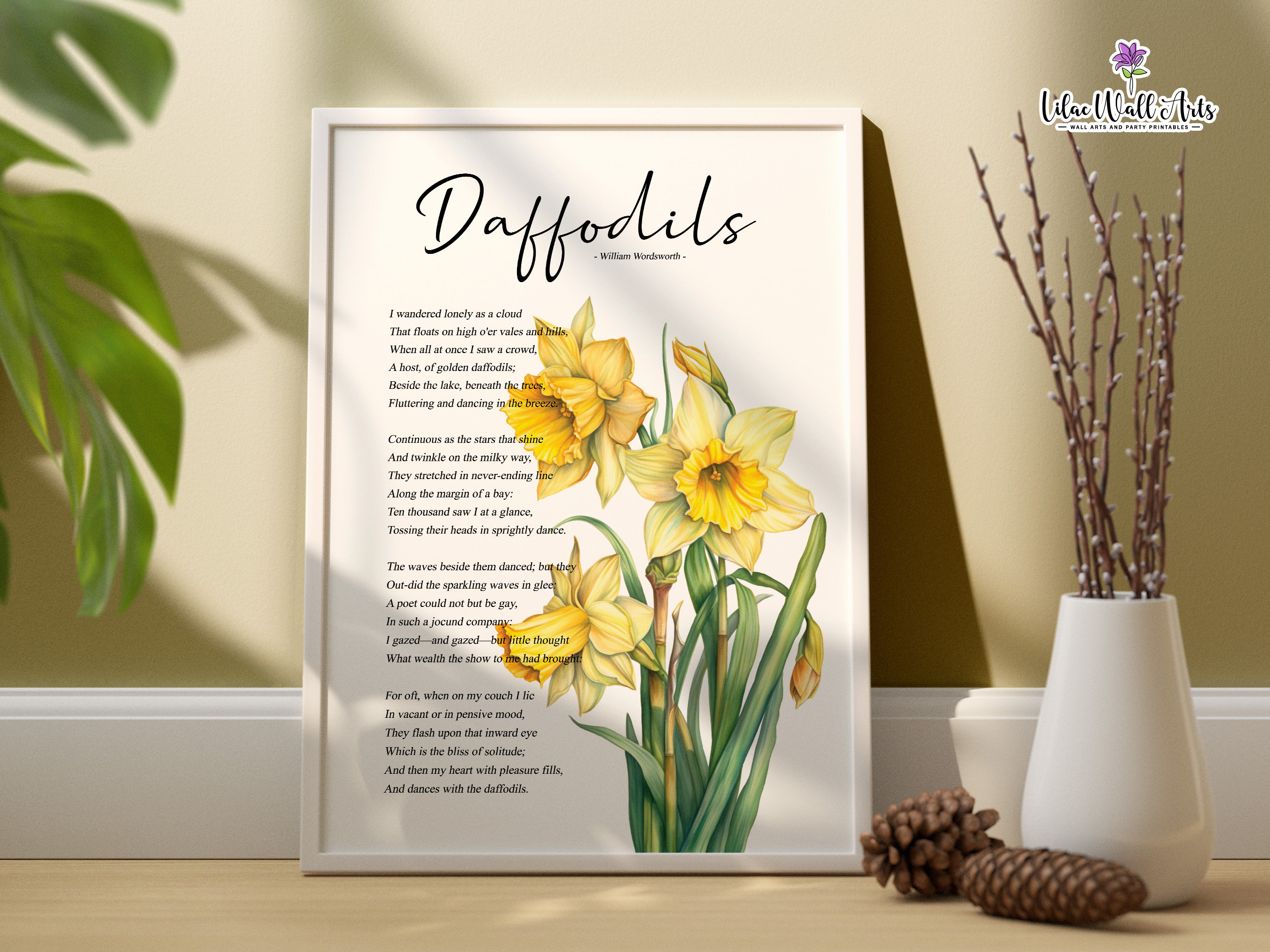 Daffodil Poetry Print: Daffodil Poster, Botanical Wall Art