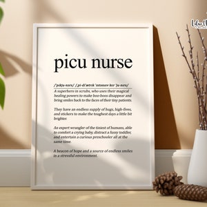 PICU Nurse Definition, Pediatric Nurse Gift, Pediatric ICU Nurse Gift, Student Nurse Gift for PICU nurse Gifts, New Grad Nurse, Custom Nurse