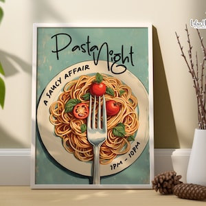 Pasta Kitchen art print: Retro Italian Food Poster (Digital Download)