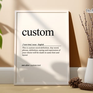 Impressão de definição personalizada | Impressão de parede personalizada | Cartaz de definição personalizada | Arte de dicionário | Arte de parede com definição | Impressão digital de definição