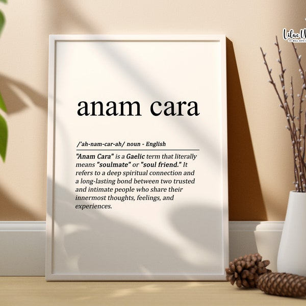 Anam Cara Definition, Boyfriend Gift, Irish Gifts, Couples Gift, Soulmate Gift, Irish wall art Irish prints Gaeilge, My Person, Husband Gift