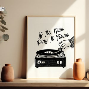 Play It Twice print, cartel de disco de vinilo, cartel de música retro, cartel de música de los años 60, cartel de música de los años 70, arte de la música jazz, música de cartel retro de moda