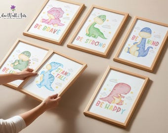 Pink Dinosaur Watercolor Print: Girl Nursery Decor (Digital Download)