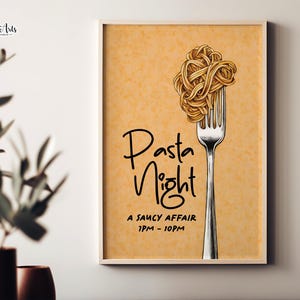 Retro Pasta Print: Italian Kitchen Wall Art, Italian Food poster (Digital Download)