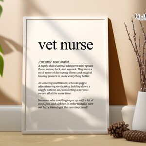 Vet Nurse Print Definition, Veterinarian Gift, Vet Office Décor, Thank You Vet Appreciation, Veterinarian Print, Gift for Vet Present