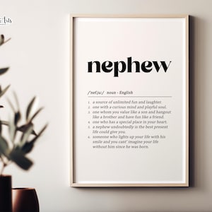 Definizione di nipote, stampa murale con nipote, stampa artistica con nipote, poster divertente con nipote, regali da zio e zia, regalo di famiglia, regalo ideale per nipote