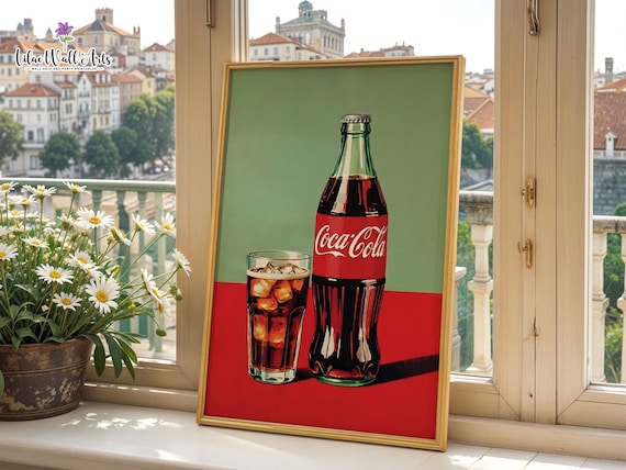 Vintage Coca Cola Poster: Retro Kitchen Print, 1950s Wall Decor