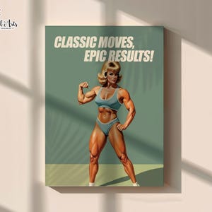 Retro Gym Girl Poster: Female Bodybuilding, Workout print, Fitness Motivation Wall Art (Digital) image 17