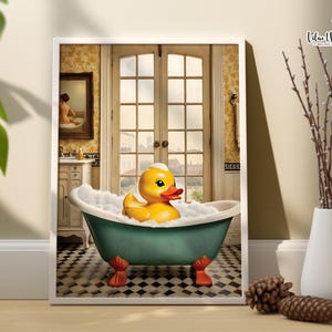 Cute rubber Duck Bathroom décor Duck art print nursery yellow bathroom décor French Cute funny Bathroom prints Cute wall art for Bathroom