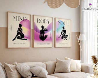 Aura Art Prints: Mind Body Soul, Divine Feminine Set, Positive Aura Posters (Digital Download)