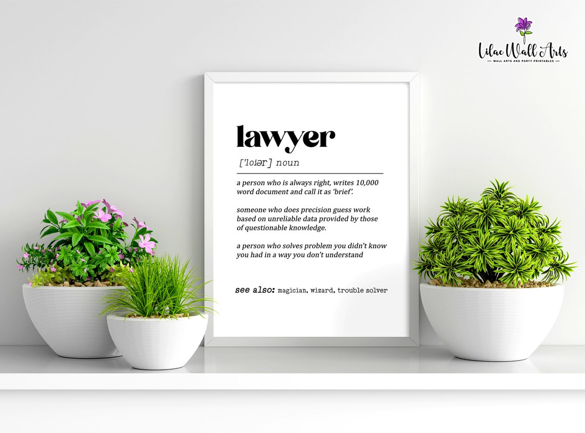 Lawyer Definition Print Gift for Lawyer Lawyer Etsy