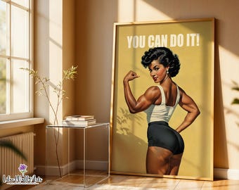 Retro Gym Poster: Starke Frau Fitness Wandkunst, Gym Artwork (Digitaler Download)