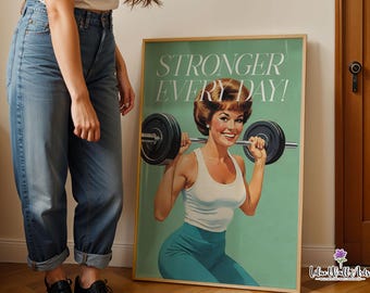 Retro Exercise Poster: Home Gym Wall Art print, Fitness print (Digital Download)