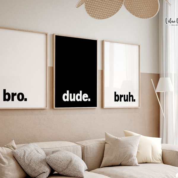 Bro Dude Bruh, Brothers Sign, Boys Room Décor Playroom Sign, Bro Print, Teen Boy Room, Boys Playroom Décor Teen Boy Wall Art Boys Room Ideas