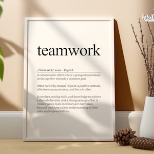 Teamwork Definition, Teamwork Wall Art Team Work Gifts, Teamwork Poster, Workplace Positivity, Office Décor, Teamwork Quotes Team Motivation