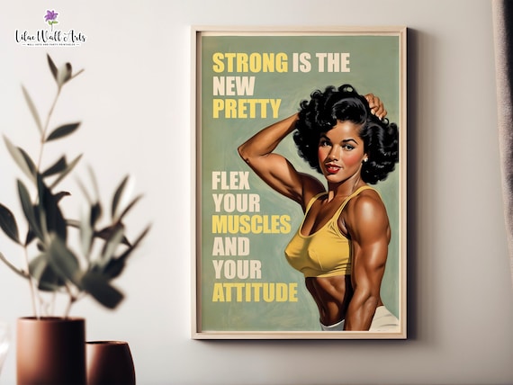 Retro Female Bodybuilding Art: 50s style gym posters, woman bodybuilder art (Digital Download)