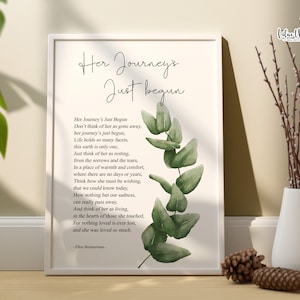 Her Journey’s Just Begun sympathy gift, remembrance gift, Grief gift, Condolence gift, loss of a loved one, bereavement poem, funeral poem