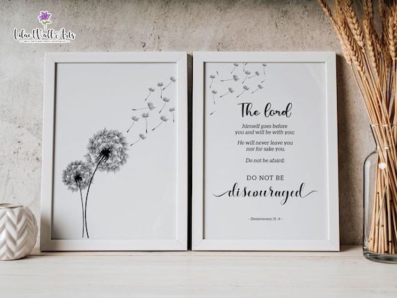 Set of 2 Deuteronomy 31:8 | The Lord Himself Goes | Printable Christian Wall Art | Encouragement Bible Verse | Minimalist Scripture Wall Art