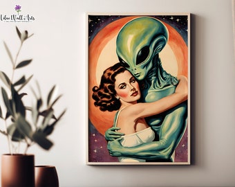 Retro Woman Alien Poster: 1950s Surrealist Wall Decor (Digital Download)