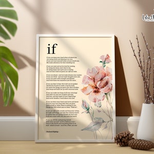 If Poem By Rudyard Kipling | Inspirational Art | Poetry Gift | Home Office Art | Poetry Art | Literature Poster | literary gift | poetry