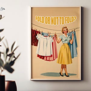 50s laundry day poster laundry wall art retro housewife laundry room sign retro laundry room wall art Laundry queen Retro Woman Poster