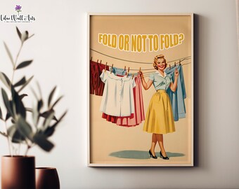 Retro Laundry Room Art: 50s Housewife Poster (Digital Download)
