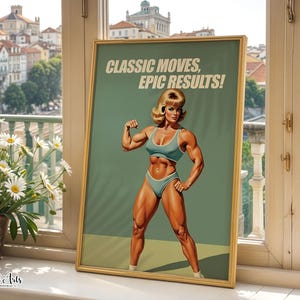 Retro Gym Girl Poster: Female Bodybuilding, Workout print, Fitness Motivation Wall Art (Digital) image 15
