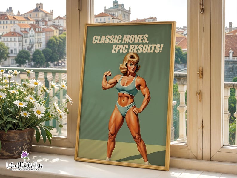 Retro Gym Girl Poster: Female Bodybuilding, Workout print, Fitness Motivation Wall Art (Digital) image 15