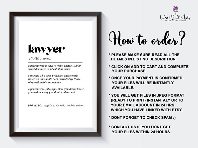 Lawyer Definition Print Gift for Lawyer Lawyer Etsy